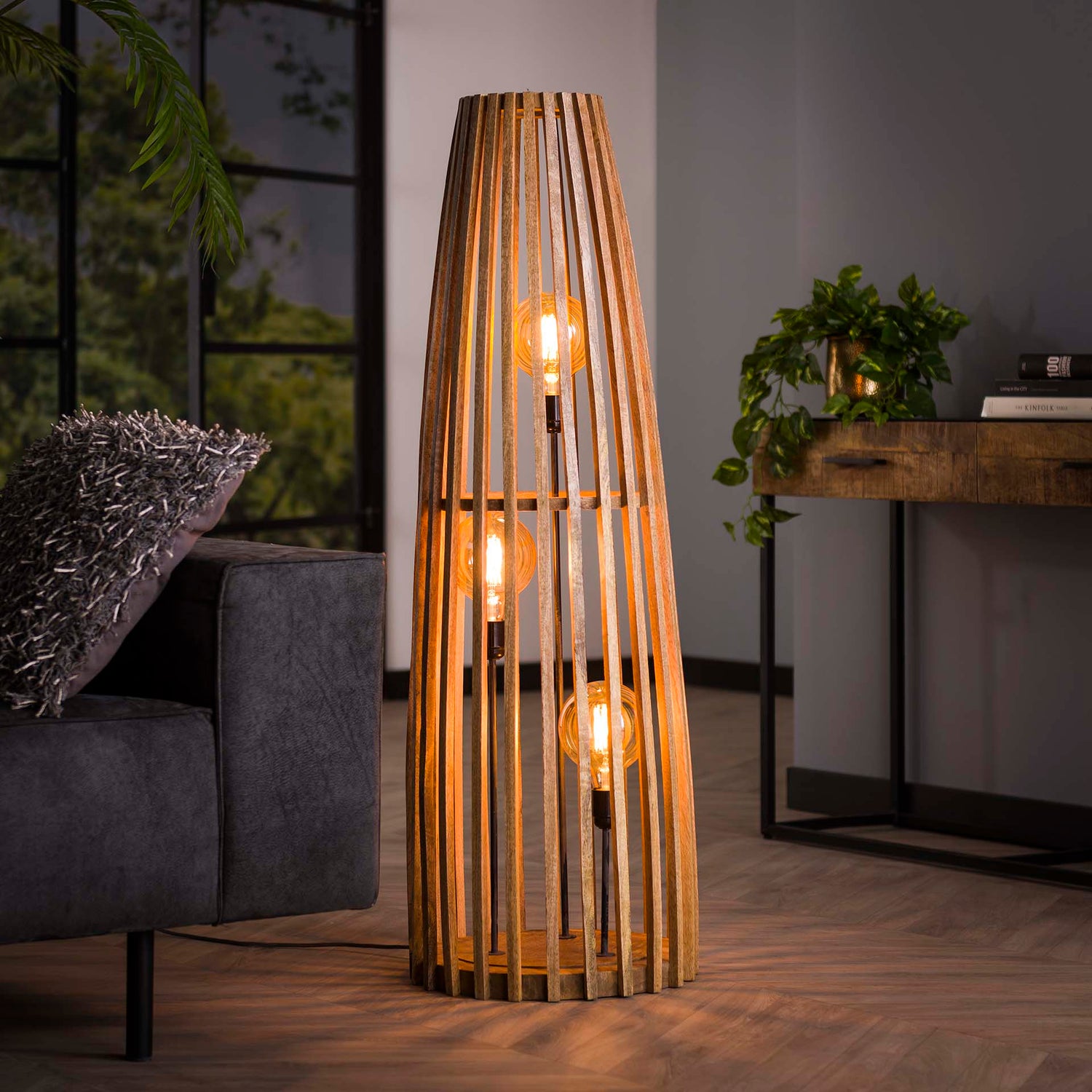 Vloerlamp 3L Launch - 40x40x123 cm - Naturel - Mango
