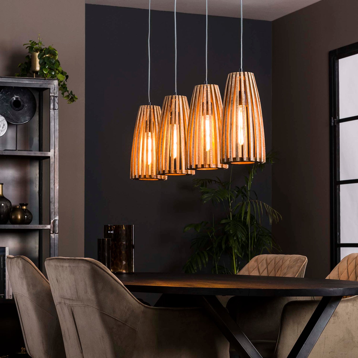Hanglamp met 4 lamp launch - 135x18x150 cm - Naturel - Mango