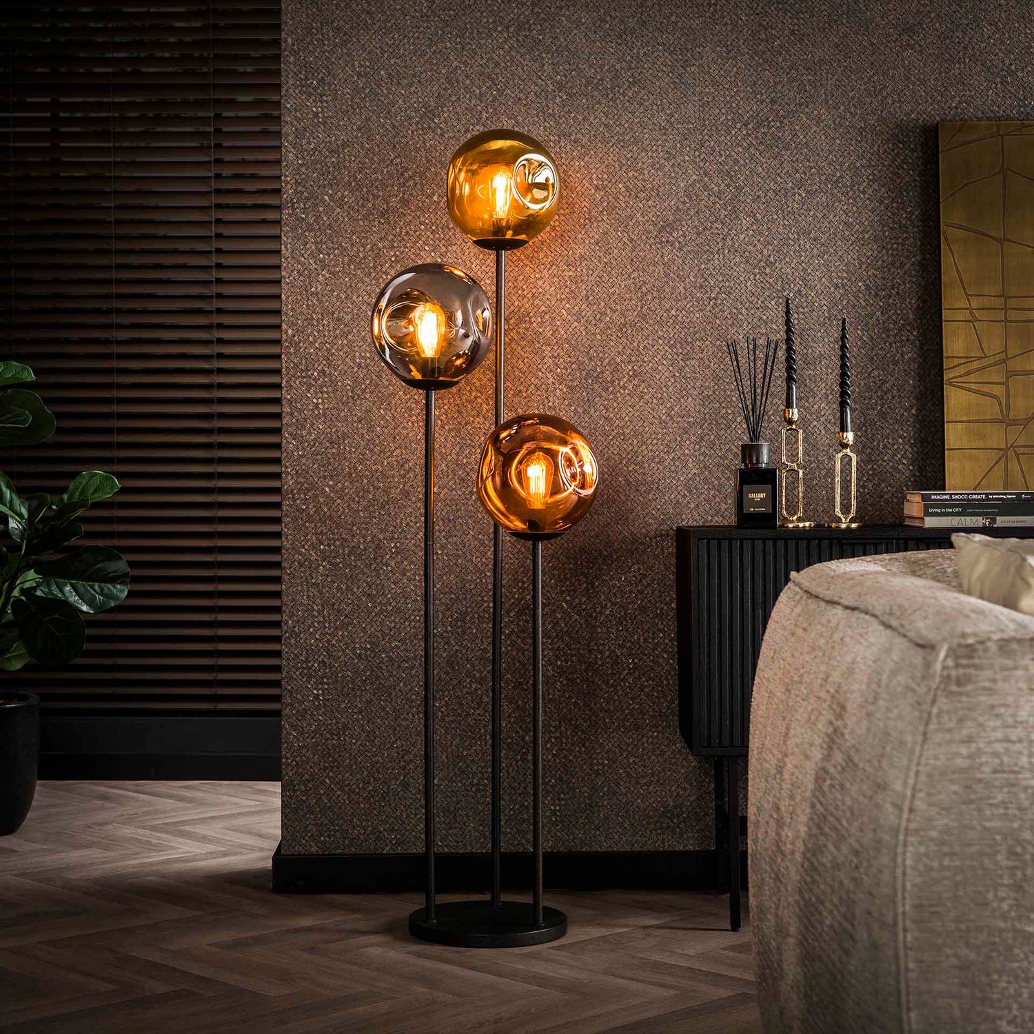 Vloerlamp met 3x Ø25 Stellar - 32x32x164 cm - Artic Zwart