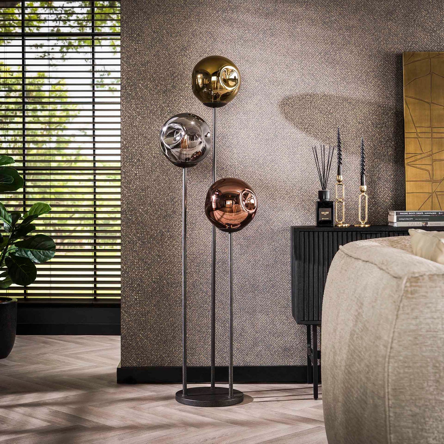 Vloerlamp met 3x Ø25 Stellar - 32x32x164 cm - Artic Zwart