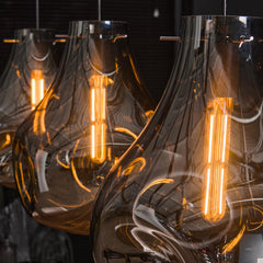 Hanglamp met 3 Lampen Dent Glass - Artic Zwart - Glas