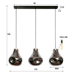 Hanglamp met 3 Lampen Dent Glass - Artic Zwart - Glas