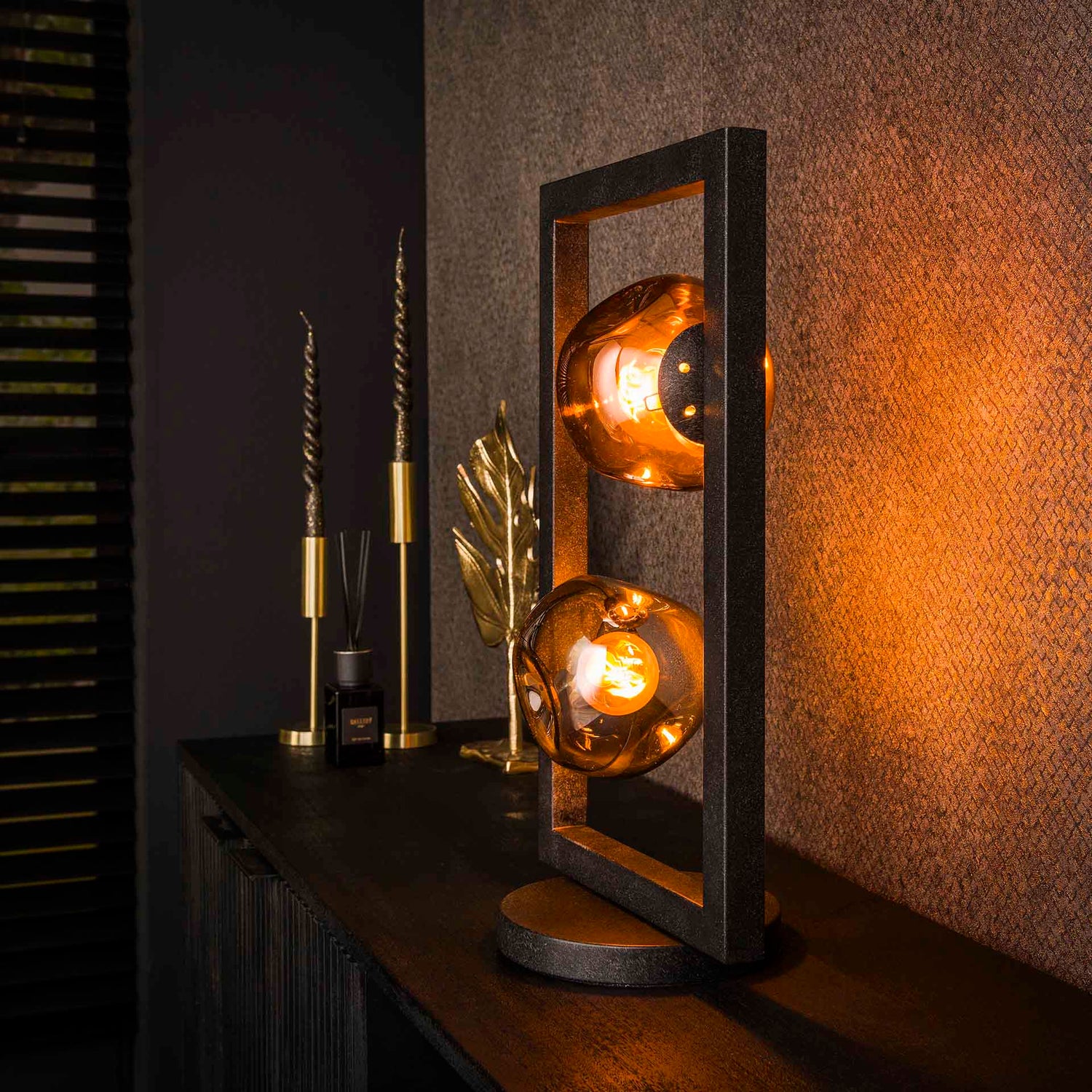 Tafellamp met 2 lampen Stellar - 30x20x55 cm - Artic Zwart