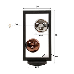 Tafellamp met 2 lampen Stellar - 30x20x55 cm - Artic Zwart
