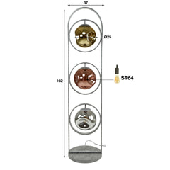 Vloerlamp met 3 lampen Stellar - 37x37x162 cm - Oud Zilver