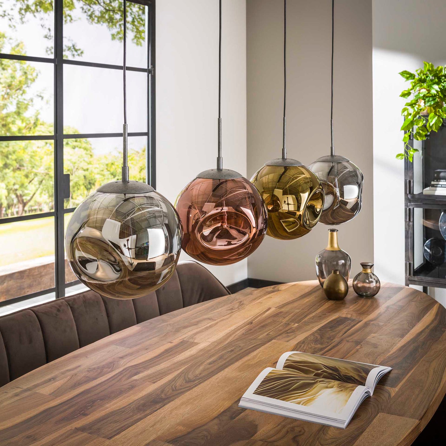 Hanglamp met 4 lampen Stellar - 130x25x150 cm - Oud Zilver
