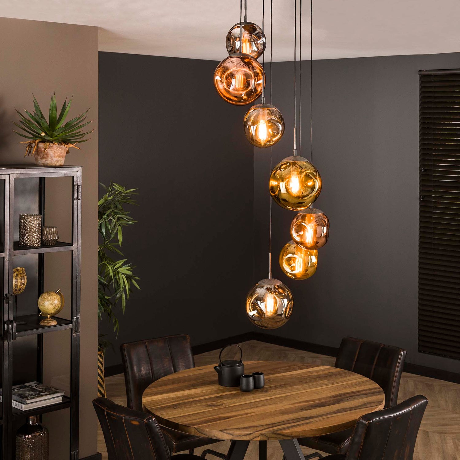 Hanglamp met 7 lampen getrapt stellar - 40x40x280 cm - Oud Zilver