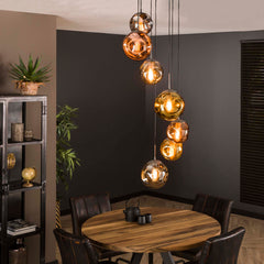 Hanglamp met 7 lampen getrapt stellar - 40x40x280 cm - Oud Zilver
