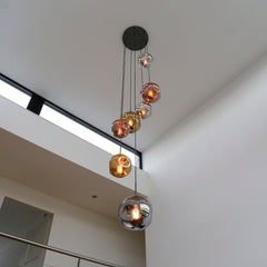 Hanglamp met 7 lampen getrapt stellar - 40x40x280 cm - Oud Zilver