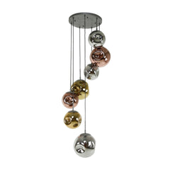 Hanglamp met 7 lampen getrapt stellar - 40x40x280 cm - Oud Zilver