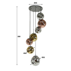 Hanglamp met 7 lampen getrapt stellar - 40x40x280 cm - Oud Zilver