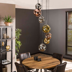 Hanglamp met 7 lampen getrapt stellar - 40x40x280 cm - Oud Zilver