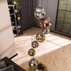 Hanglamp met 7 lampen getrapt stellar - 40x40x280 cm - Oud Zilver