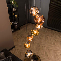 Hanglamp met 7 lampen getrapt stellar - 40x40x280 cm - Oud Zilver
