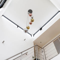 Hanglamp met 7 lampen getrapt stellar - 40x40x280 cm - Oud Zilver