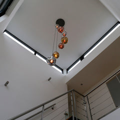 Hanglamp met 7 lampen getrapt stellar - 40x40x280 cm - Oud Zilver