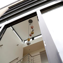 Hanglamp met 7 lampen getrapt stellar - 40x40x280 cm - Oud Zilver