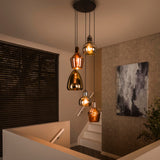 Hanglamp met 5 lampen Mix Glass Tricolore getrapt - 40x40x180 cm - Artic Zwart - Glas