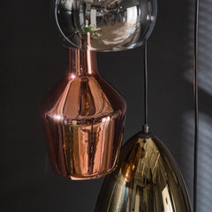 Hanglamp met 5 lampen Mix Glass Tricolore getrapt - 40x40x180 cm - Artic Zwart - Glas