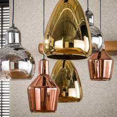 Hanglamp met 6 Lampen Mix Glass Tricolore - 95x40x150 cm - Artic Zwart - Glas