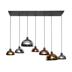Hanglamp met 7 lampen disk glass tricolore - 140x50x150 cm - Artic Zwart - Glas