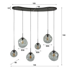 Hanglamp met 6 lampen Stellar Black - 135x60x150 cm - Artic Zwart