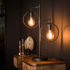 Tafellamp met 2 Lampen ring - 51x22x70 cm - Charcoal