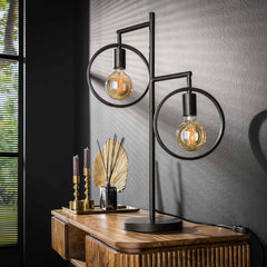 Tafellamp met 2 Lampen ring - 51x22x70 cm - Charcoal