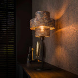 Tafellamp met 1 lamp lantern - 28x28x58 cm - Zwart Bruin
