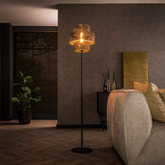 Vloerlamp met 1 lamp lantern - 35x35x165 cm - Zwart Bruin