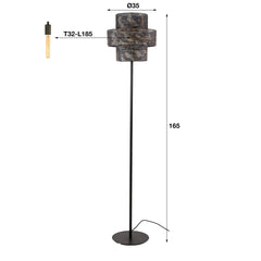Vloerlamp met 1 lamp lantern - 35x35x165 cm - Zwart Bruin