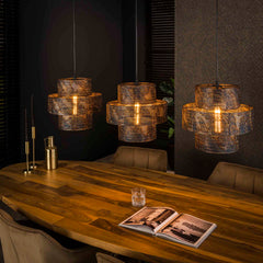 Hanglamp met 3 lampen Lantern - 135x35x150 cm - Zwart Bruin