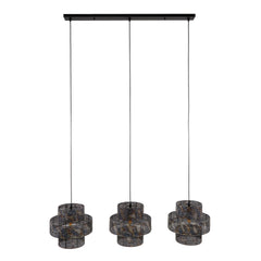 Hanglamp met 3 lampen Lantern - 135x35x150 cm - Zwart Bruin