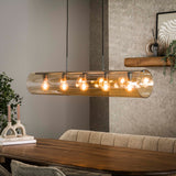 Hanglamp met 5 Lampen Tube Amber - 120x20x150 cm - Artic Zwart - Glas