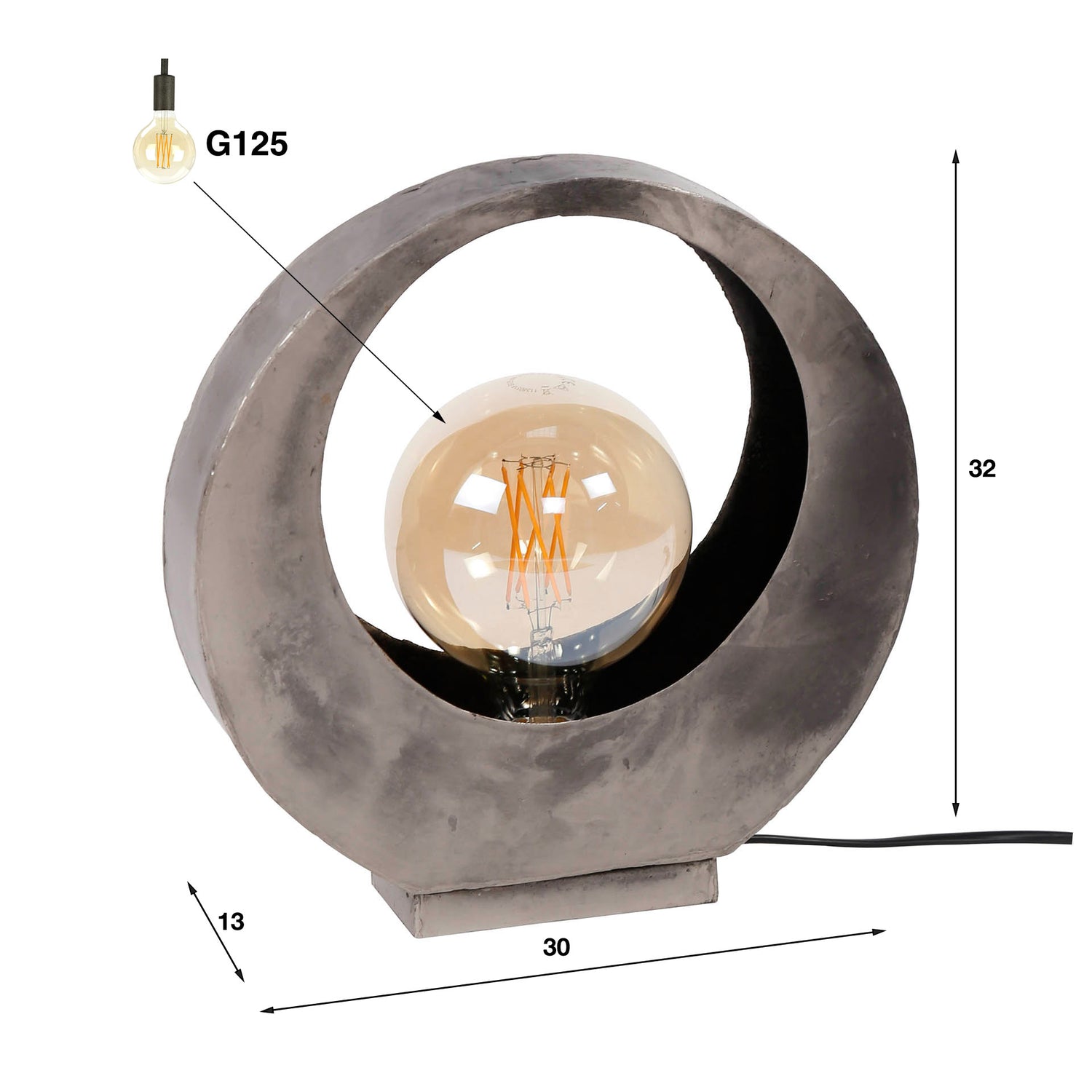 Tafellamp Full Moon - 30x13x32 cm - Oud Zilver