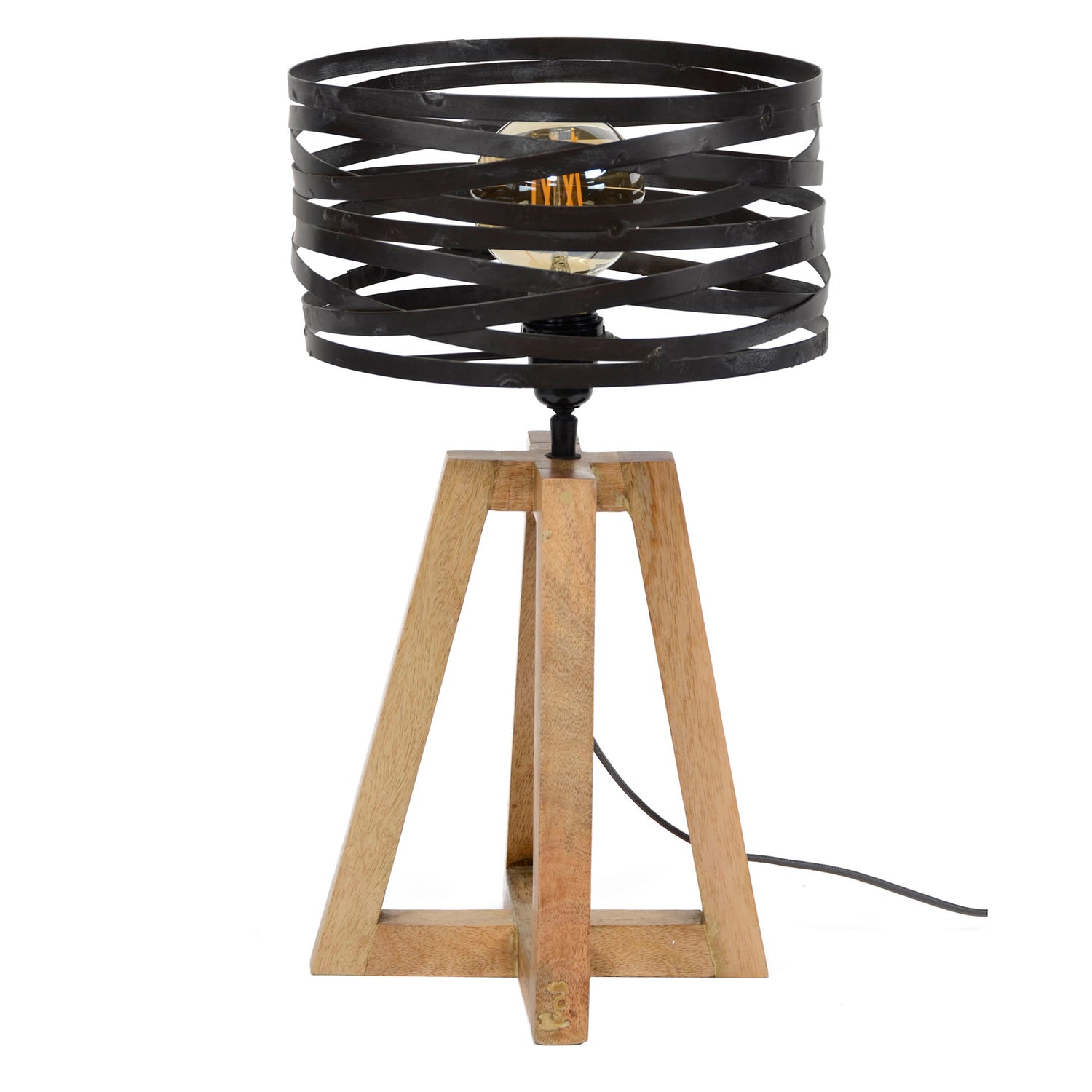 Tafellamp Twist Houten Kruisframe - 29x29x50 cm - Slate Grey