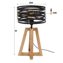 Tafellamp Twist Houten Kruisframe - 29x29x50 cm - Slate Grey