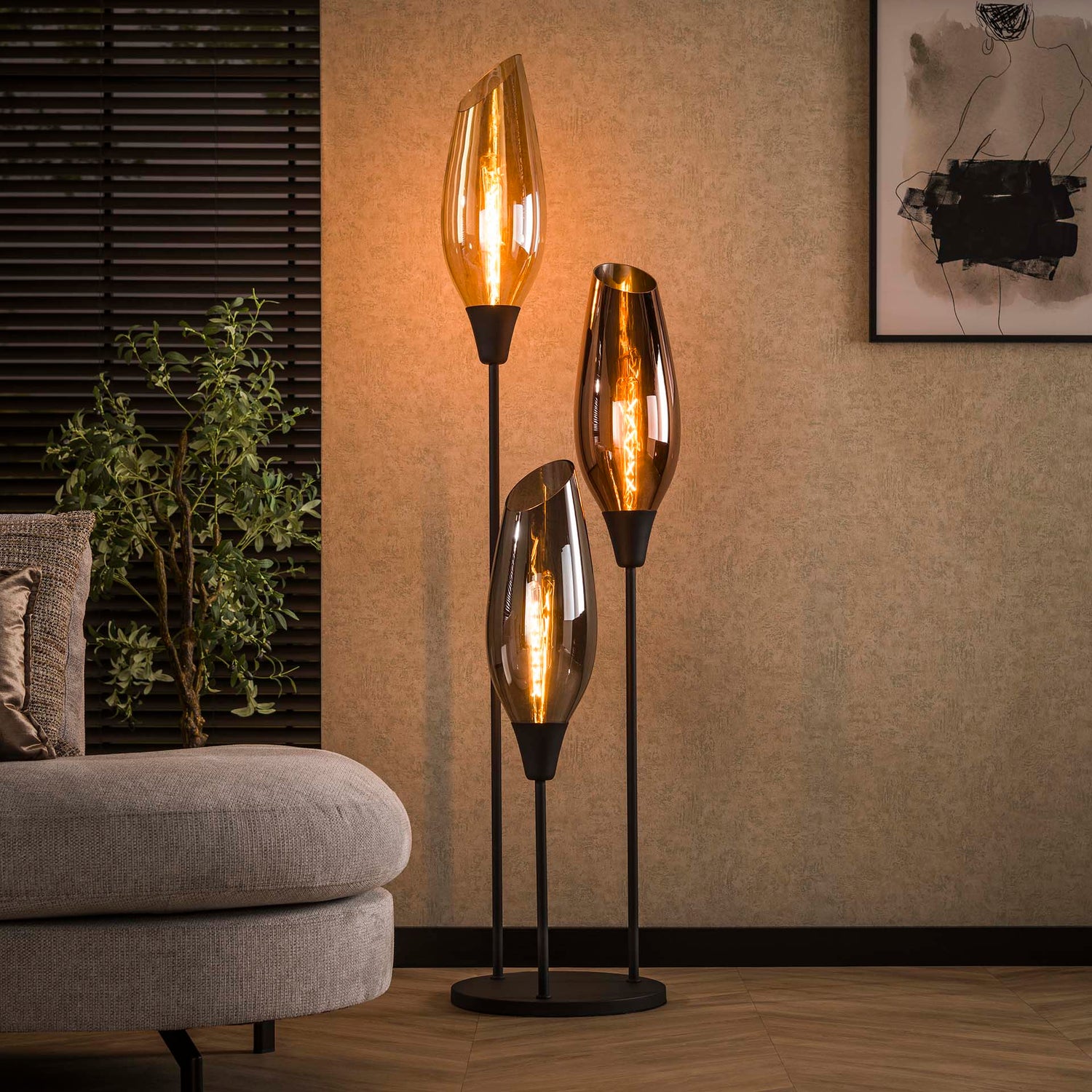 Vloerlamp Cocoon XL Mix Glass - 45x45x178 cm - Zwart - Glas