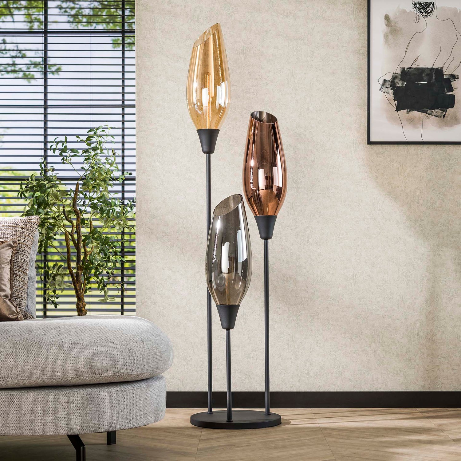 Vloerlamp Cocoon XL Mix Glass - 45x45x178 cm - Zwart - Glas