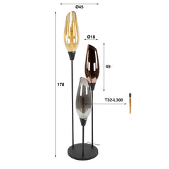 Vloerlamp Cocoon XL Mix Glass - 45x45x178 cm - Zwart - Glas