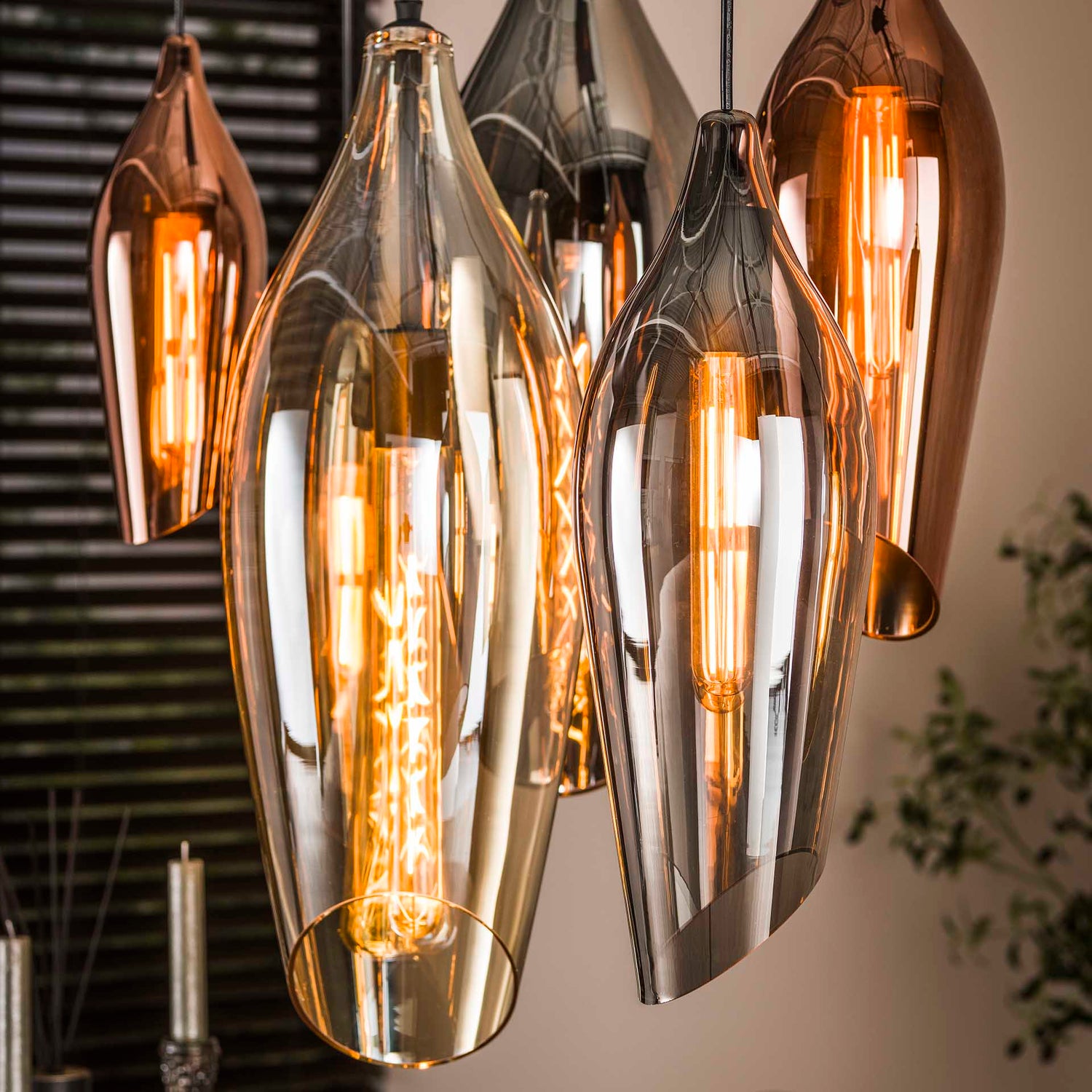 Hanglamp met 7 Lampen Cocoon Mix Glass - 120x40x150 cm - Zwart - Glas