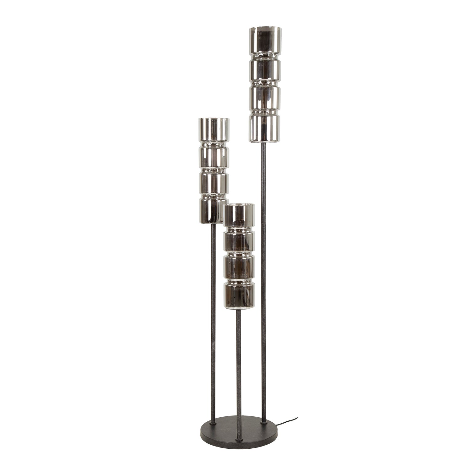 Vloerlamp met 3 lampen getrapt cylinder glas - 32x32x155 cm - Artic Zwart - Glas