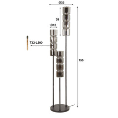 Vloerlamp met 3 lampen getrapt cylinder glas - 32x32x155 cm - Artic Zwart - Glas