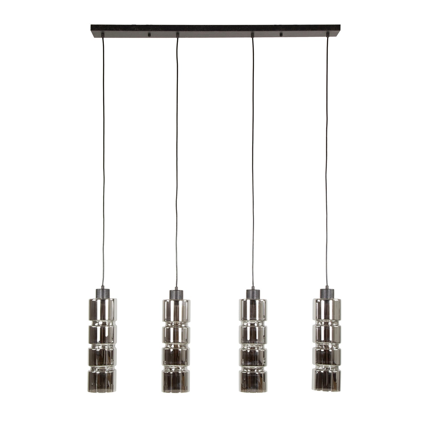 Hanglamp met 4 lampen cylinder glas - 105x12x150 cm - Artic Zwart - Glas