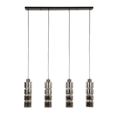 Hanglamp met 4 lampen cylinder glas - 105x12x150 cm - Artic Zwart - Glas