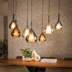 Hanglamp met 7 Lampen Wings mix glass - 120x40x150 cm - Zwart - Glas