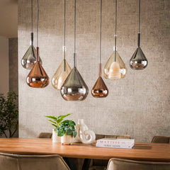 Hanglamp met 7 Lampen Wings mix glass - 120x40x150 cm - Zwart - Glas