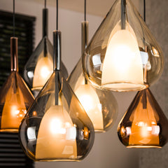 Hanglamp met 7 Lampen Wings mix glass - 120x40x150 cm - Zwart - Glas