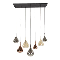Hanglamp met 7 Lampen Wings mix glass - 120x40x150 cm - Zwart - Glas