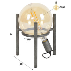 Tafellamp met Ø20 lichtbron Saturn - 28x28x34 cm - Oud Zilver